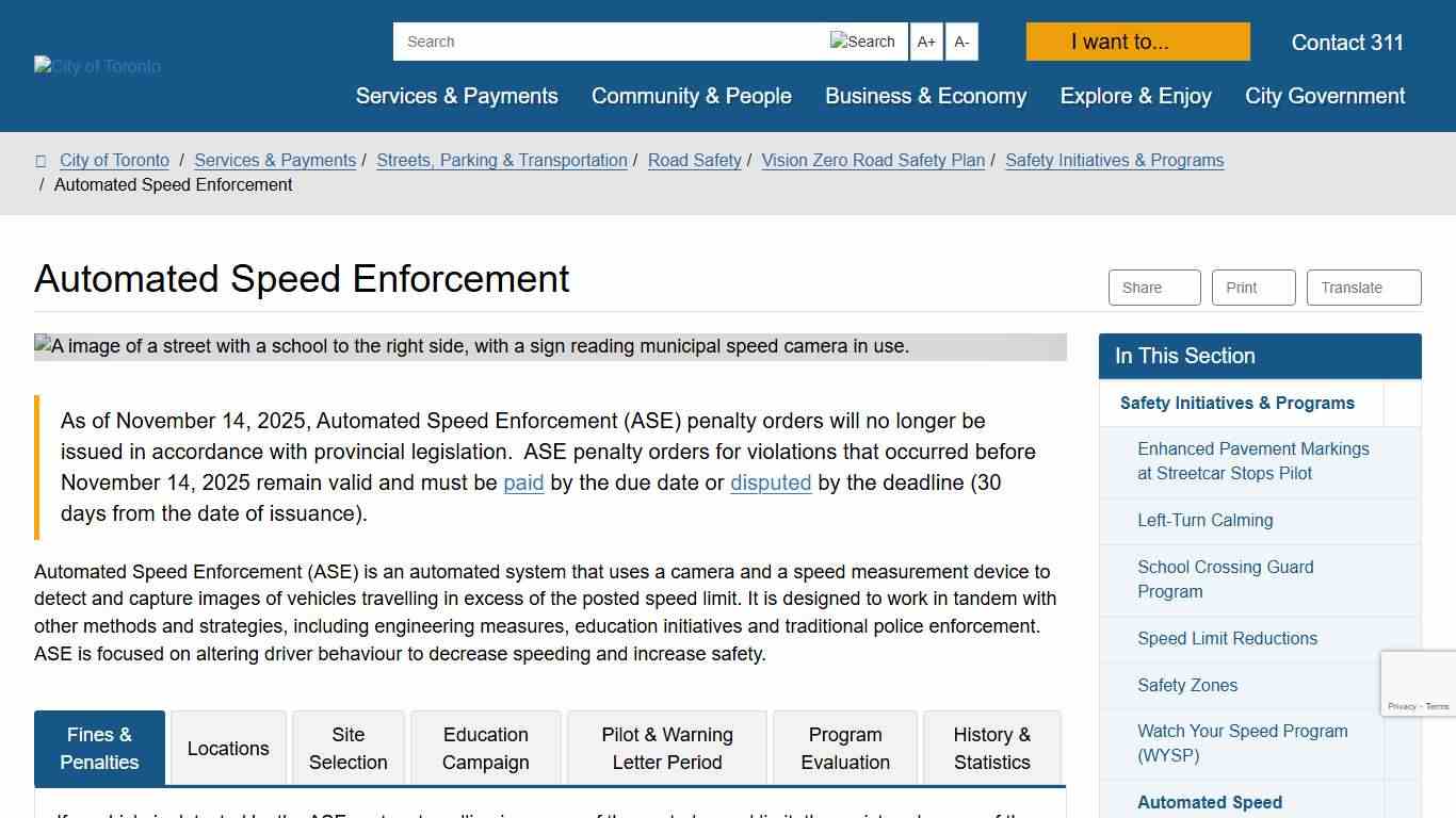 Automated Speed Enforcement – City of Toronto