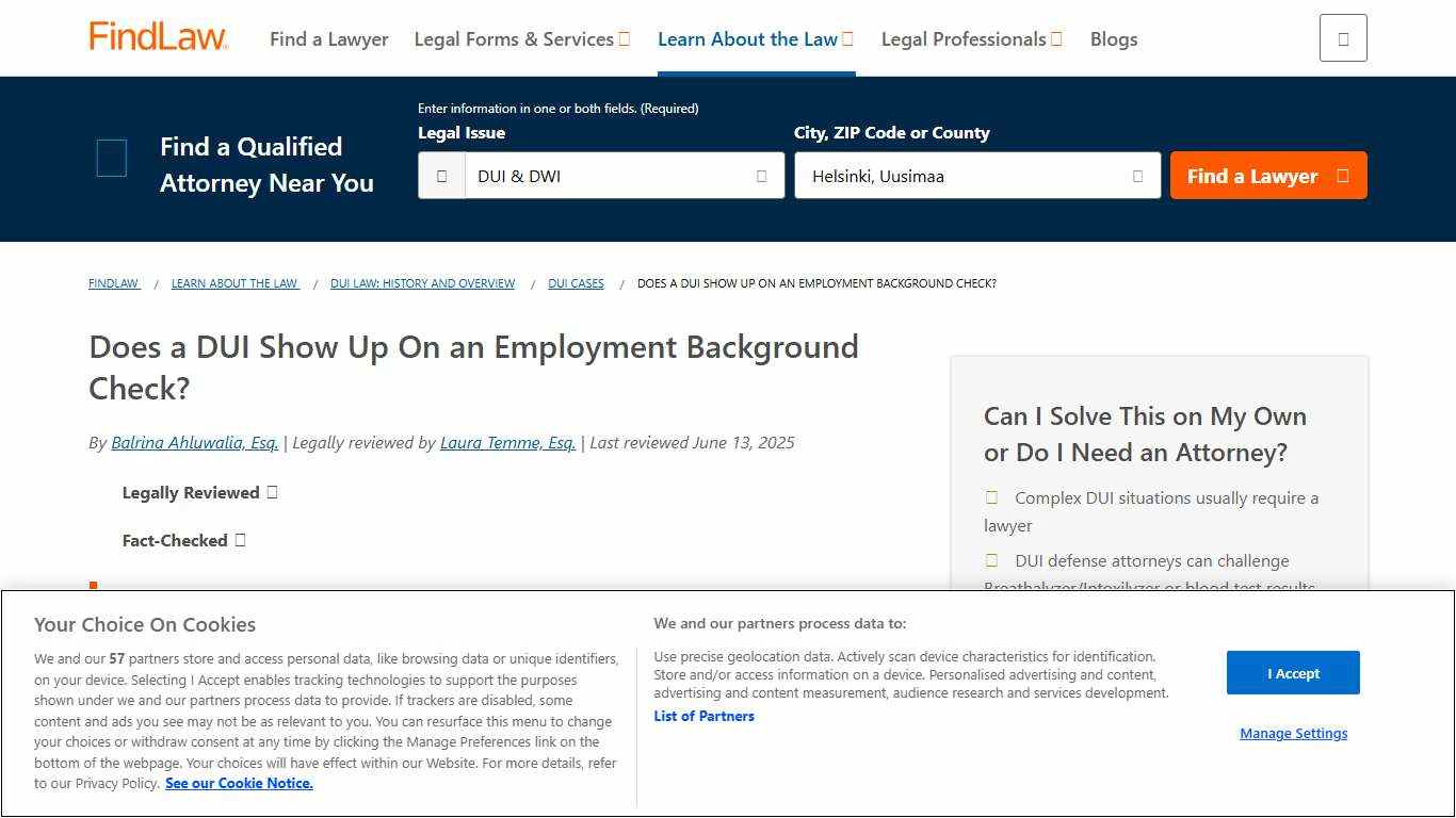 Does a DUI Show Up On an Employment Background Check? - FindLaw